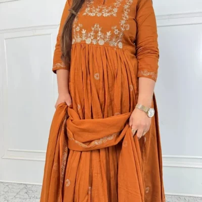 Premium cotton gown three piece 𝙼-23